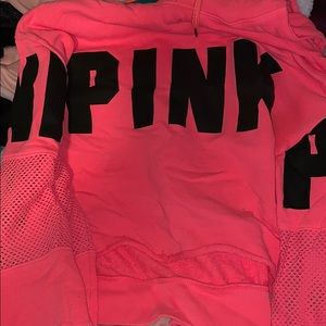 Victoria secret pink neon cropped hoodie sz small.